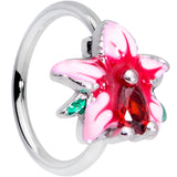 20G 5/16 Red Gem Exotic Flower Nose Hoop