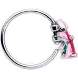 20G 5/16 Red Gem Exotic Flower Nose Hoop