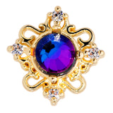 20G 1/4 Purple Tourmaline Gold Tone Filigree Frame Nose Bone