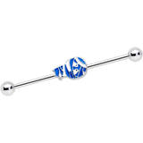 14G Blue White Mummy Halloween Industrial Barbell 38mm