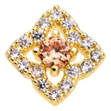 20G 1/4 Clear CZ Gem Gold Tone Rhombus Royale Nose Bone