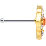 20G 1/4 Clear CZ Gem Gold Tone Rhombus Royale Nose Bone