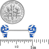 14G 9/16 Blue White Mummy Halloween Barbell Nipple Ring Set