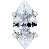 Clear CZ Gem Oval Top Barbell Tongue Ring