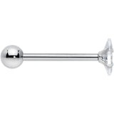 Clear CZ Gem Oval Top Barbell Tongue Ring
