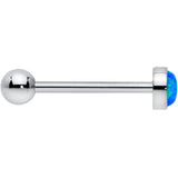 Blue Synthetic Opal Flat Top Barbell Tongue Ring