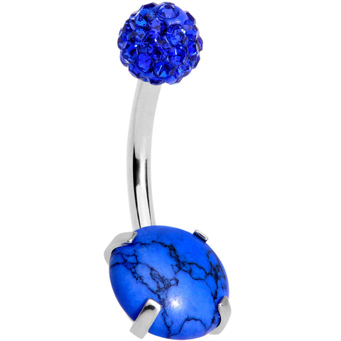 Blue Faux Turquoise Disco Ball Belly Ring