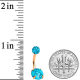 Aqua Faux Turquoise Gold Tone Disco Ball Belly Ring