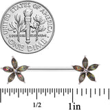 14G 9/16 Dark Aurora Gem Starry Flower Barbell Nipple Ring Set