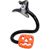 14G 3/8 Black Witch Cap Pumpkin Halloween Spiral Twister Belly Ring