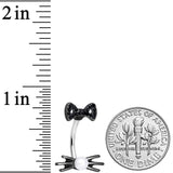 Black Gem White Orb Black Cat Halloween Double Mount Belly Ring