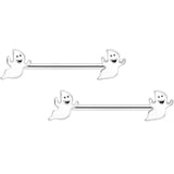14G 5/8 Happy Ghost Halloween Barbell Nipple Ring Set