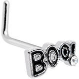 20G 7mm Clear Gem Black Boo Halloween L Shaped Nose Ring