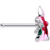 20G 1/4 Red Gem Exotic Flower Nose Bone