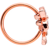 20G 5/16 Clear Gem Rose Gold Tone Glam Butterfly Flower Nose Hoop
