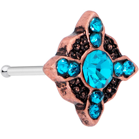 20G 1/4 Aqua Gem Rose Gold Tone Renaissance Nose Bone