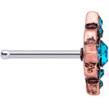 20G 1/4 Aqua Gem Rose Gold Tone Renaissance Nose Bone