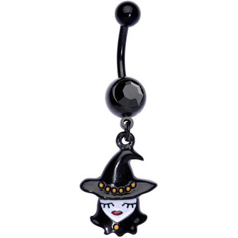 Black Gem Black Pretty Goth Witch Halloween Dangle Belly Ring