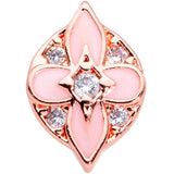 20G 1/4 Clear Gem Rose Gold Tone Pink Cross Nose Bone