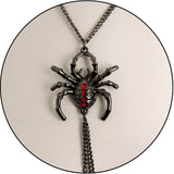 14G 9/16 Red Gem Black Spider Web Halloween Nipple Chain Necklace