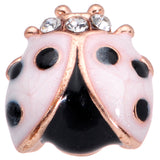 20G 1/4 Clear Gem Rose Gold Tone Lil Ladybug Nose Bone