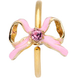 20G 5/16 Pink Gem Gold Tone Pink Bow Nose Hoop