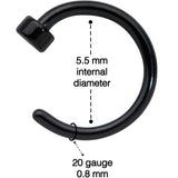 20G 1/4 Black Simple Disc Nose Hoop