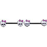 14G 9/16 Aurora Gem Black Kawaii Skull Barbell Nipple Ring Set