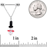 14G 11/16 Aurora Gem Snowman Christmas Dangle Nipple Ring Set
