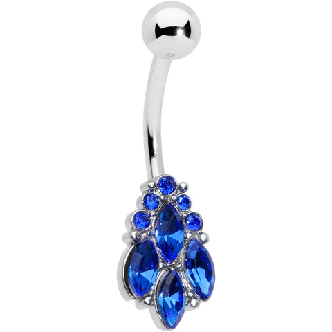 Blue CZ Gem Fountain Belly Ring