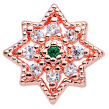 20G 1/4 Green Gem Rose Gold Tone Evening Star Nose Bone