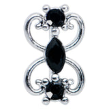 20G 1/4 Black Gem Art Deco Swirls Nose Bone