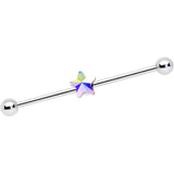 14G Aurora Gem Simple Star Industrial Barbell 38mm