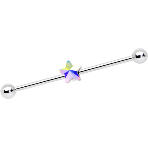 14G Aurora Gem Simple Star Industrial Barbell 38mm