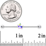 14G Aurora Gem Simple Star Industrial Barbell 38mm