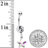Clear Aurora Gem Simple Star Dangle Belly Ring