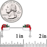 14G 9/16 Clear Gem Jolly Santa Hat Christmas Nipple Ring Set