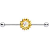 14G Aurora Gem Scintillating Sunflower Industrial Barbell 38mm