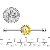 14G Aurora Gem Scintillating Sunflower Industrial Barbell 38mm