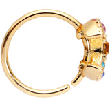 20G 5/16 Rainbow Gem Gold Tone Crescent Moon Nose Hoop