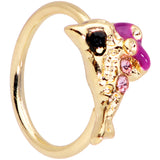 20G 5/16 Purple Gem Gold Tone Dainty Dolphin Nose Hoop