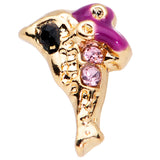 20G 5/16 Purple Gem Gold Tone Dainty Dolphin Nose Hoop