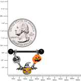 14G 7/8 Black Pumpkin Trio Halloween Dangle Nipple Ring Set