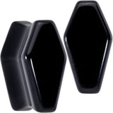 Black Obsidian Coffin Halloween Double Flare Plug Set