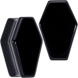 Black Obsidian Coffin Halloween Double Flare Plug Set