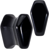 Black Obsidian Coffin Halloween Double Flare Plug Set