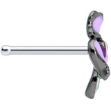 20G 1/4 Clear Gem Purple Iris Nose Bone