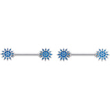 14G 9/16 Blue Winter Snowflake Christmas Barbell Nipple Ring Set