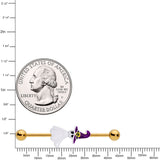 14G Gold Tone Ghost Witch Halloween Industrial Barbell 38mm
