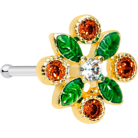 20G 1/4 Clear Red Gem Golden Crest Christmas Nose Bone